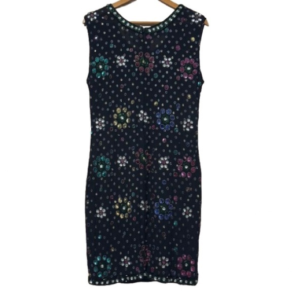Vintage French Collezioni Black Allover Silk Sequined Sleeveless Dress - Picture 6 of 9